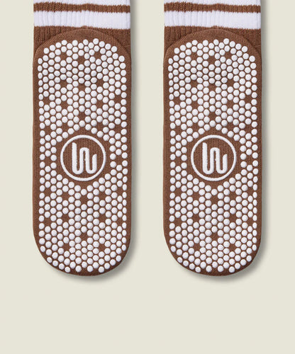 Crew Non Slip Grip Socks | Tan Stripe