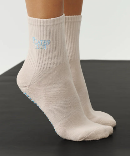Crew Non Slip Grip Socks | Pilates Club Stone