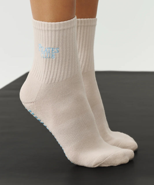 Crew Non Slip Grip Socks | Pilates Club Stone