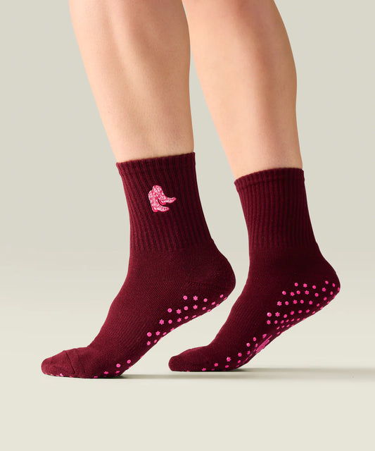Crew Non Slip Grip Socks | Boot Scootin’ Mulberry