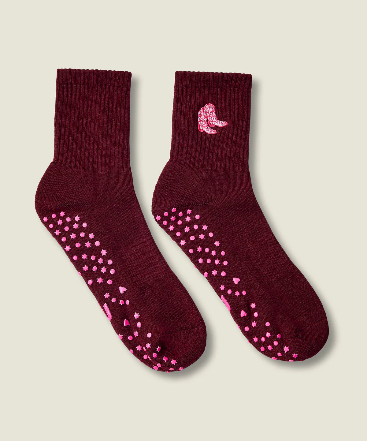 Crew Non Slip Grip Socks | Boot Scootin’ Mulberry