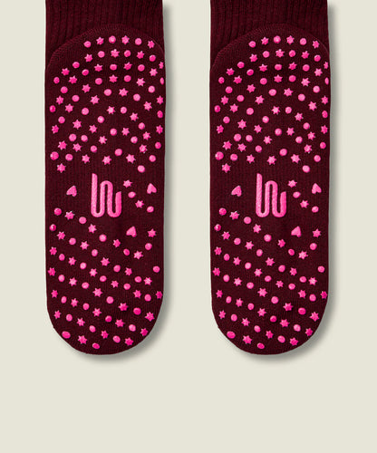 Crew Non Slip Grip Socks | Boot Scootin’ Mulberry