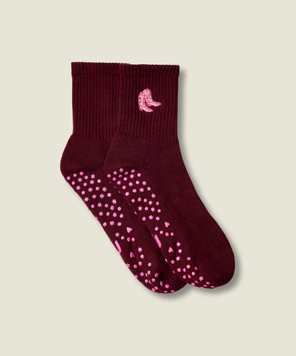 Crew Non Slip Grip Socks | Boot Scootin’ Mulberry