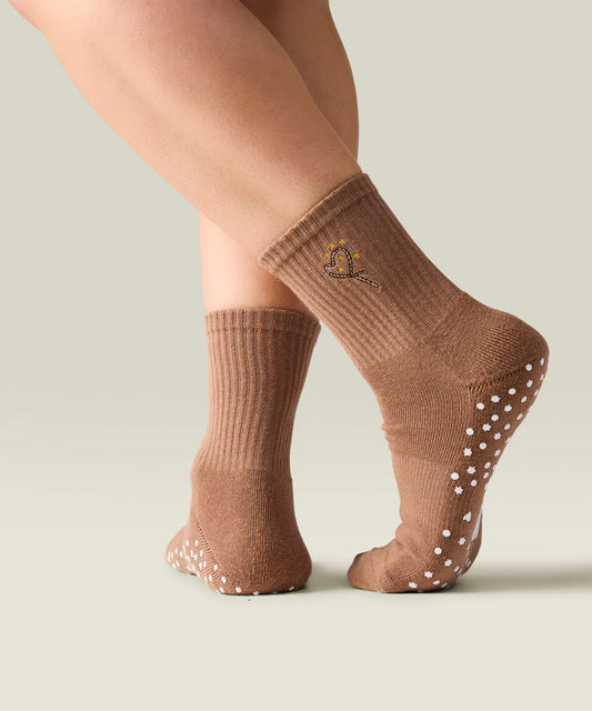 Crew Non Slip Grip Socks | Lasoo Heart Tan