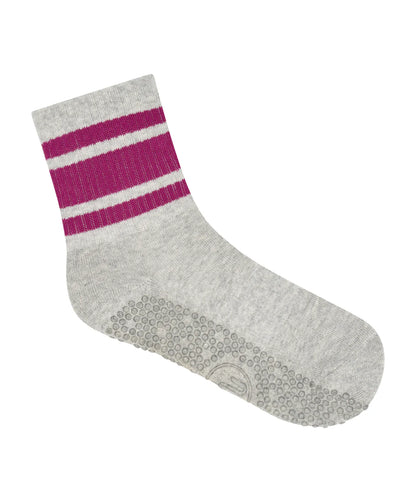 Crew Non Slip Grip Socks | Marle Fuchsia Stripe