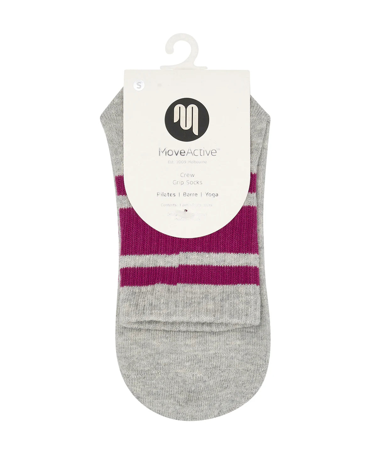 Crew Non Slip Grip Socks | Marle Fuchsia Stripe