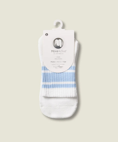 Crew Non Slip Grip Socks | Ivory Blue Stripe