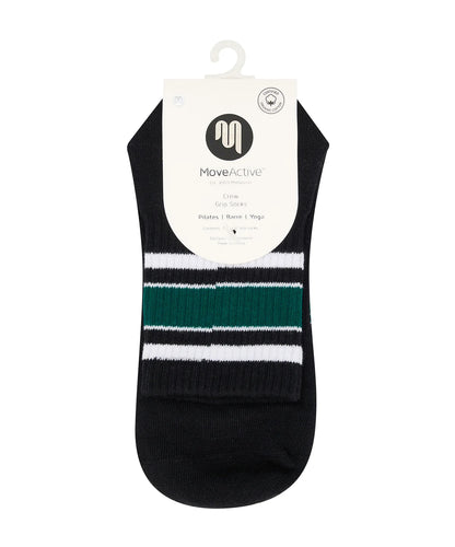 Crew Non Slip Grip Socks | Midnight Emerald Stripe