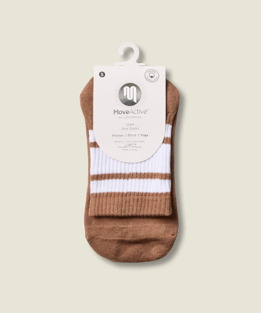 Crew Non Slip Grip Socks | Tan Stripe
