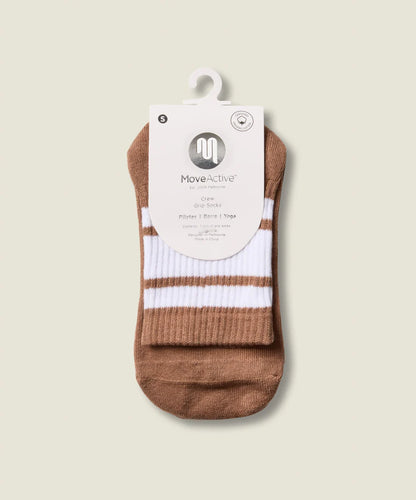 Crew Non Slip Grip Socks | Tan Stripe