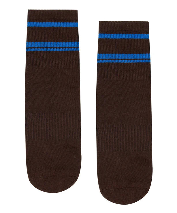 Crew Non Slip Grip Socks - Mocha Strokes