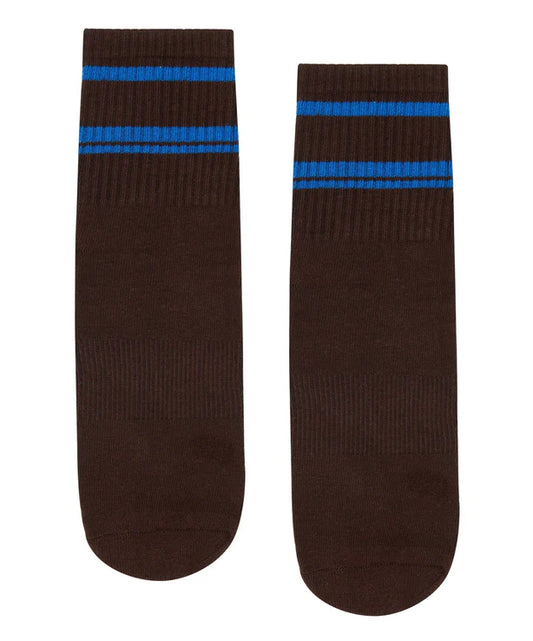 Crew Non Slip Grip Socks - Mocha Strokes