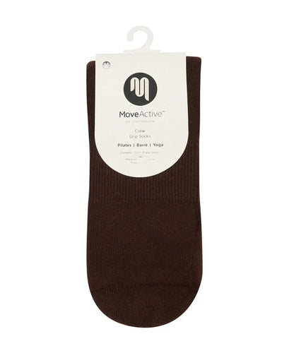 Crew Non Slip Grip Socks - Mocha Strokes