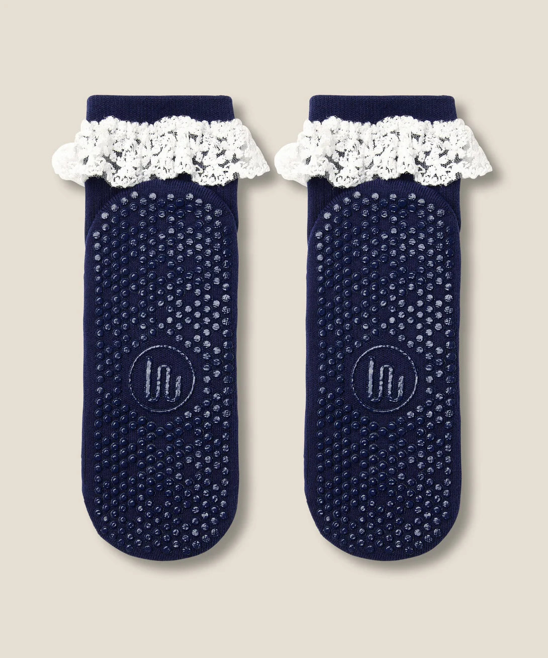 Quarter Crew Non Slip Grip Socks | Lovers Lace Navy