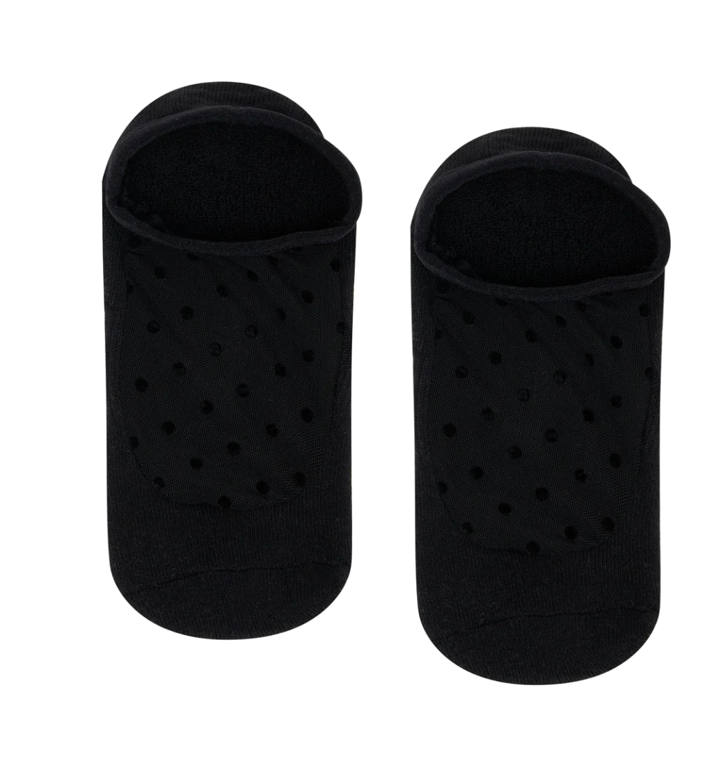 Luxe Mesh Low Rise Grip Socks - Spotty Mesh Black