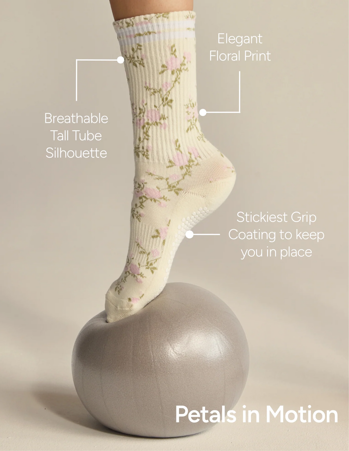 The Floral Grip Sock | Vintage Rose
