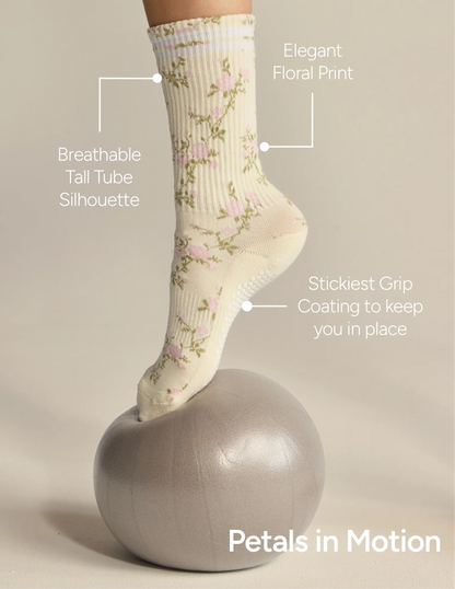 The Floral Grip Sock | Vintage Rose