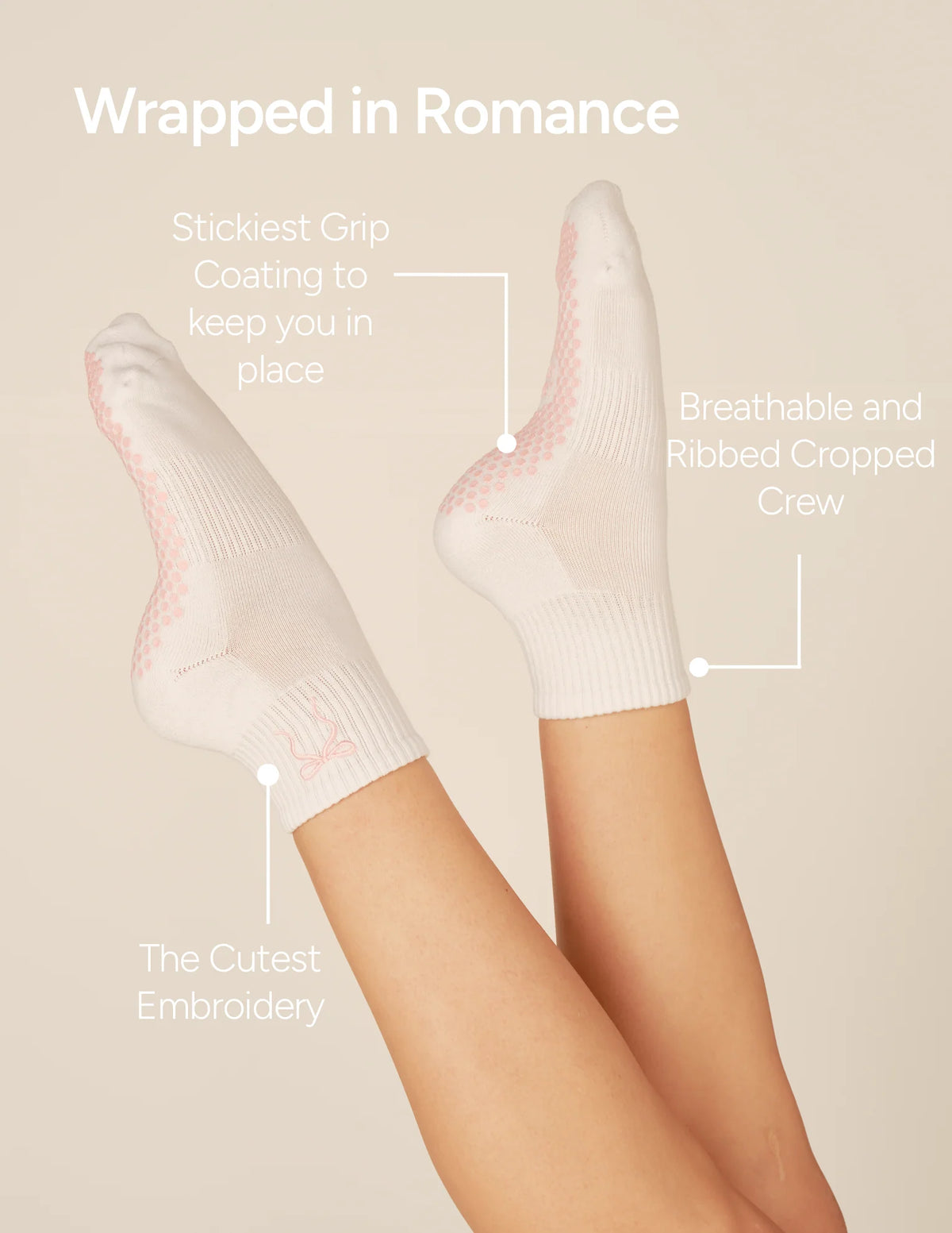 The Harlow Grip Socks | Romance Bow