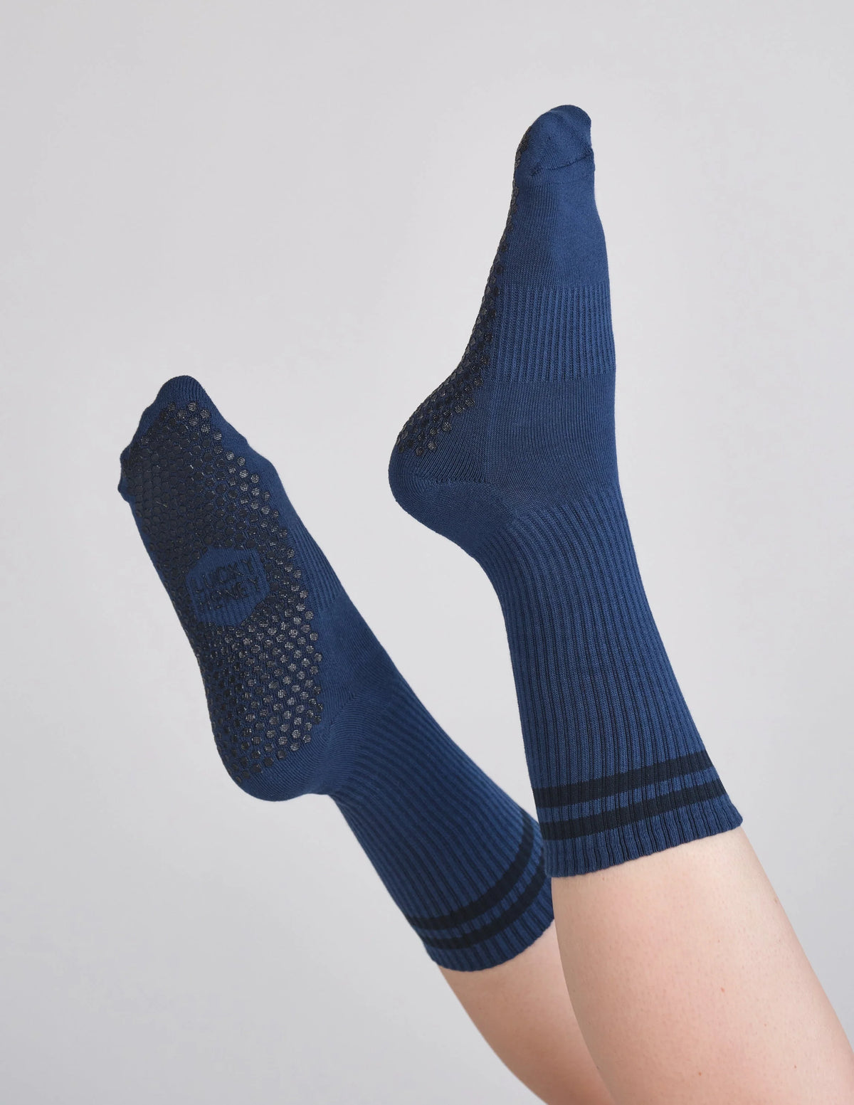 The Tall Tube Grip Socks | Midnight Blues