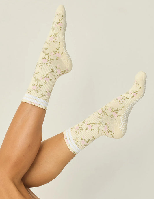 The Floral Grip Sock | Vintage Rose